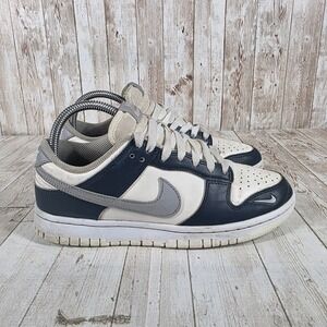 Nike Dunk Low Navy Grey White Leather Sneakers HV2390-100 Mens 7